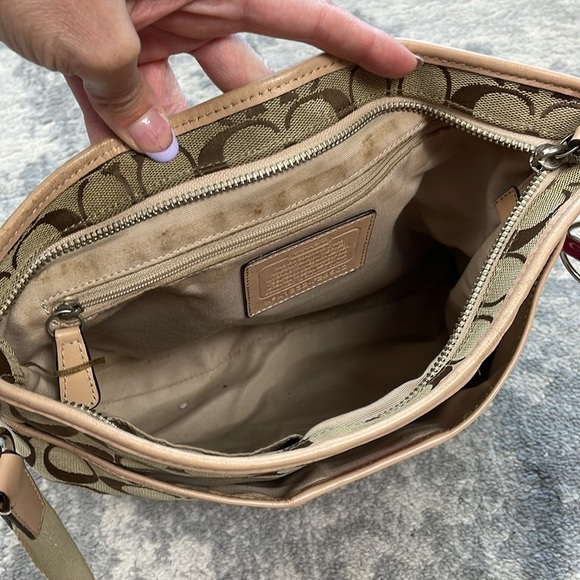 Coach Signature Stripe File Bag Crossbody Messenger Tan Pink F28502 - Picture 14 of 17